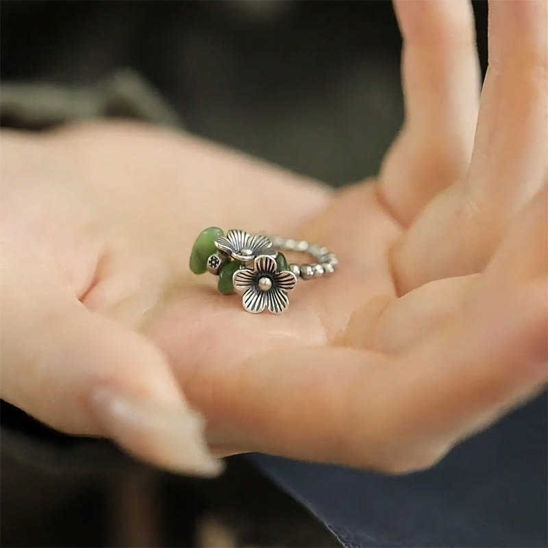 Flower Pattern Copper Alloy Luck Elastic Rope Ring - Image 17