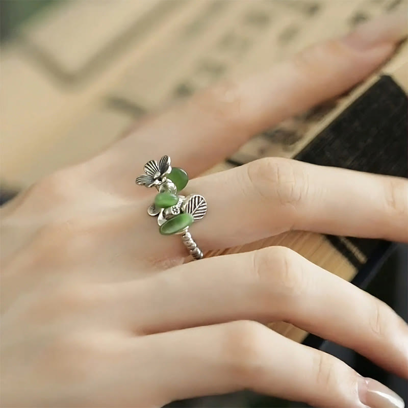 Flower Pattern Copper Alloy Luck Elastic Rope Ring - Image 14