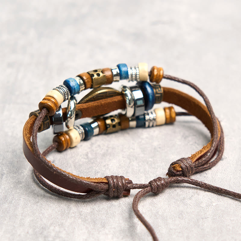 Tibetan Evil Eye Leather Adjustable Protection Bracelet - Image 7