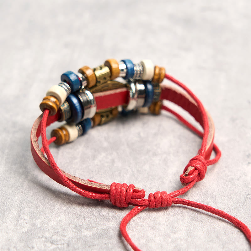 Tibetan Evil Eye Leather Adjustable Protection Bracelet - Image 11