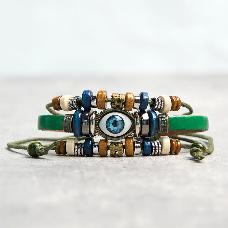 Tibetan Evil Eye Leather Adjustable Protection Bracelet - Image 17