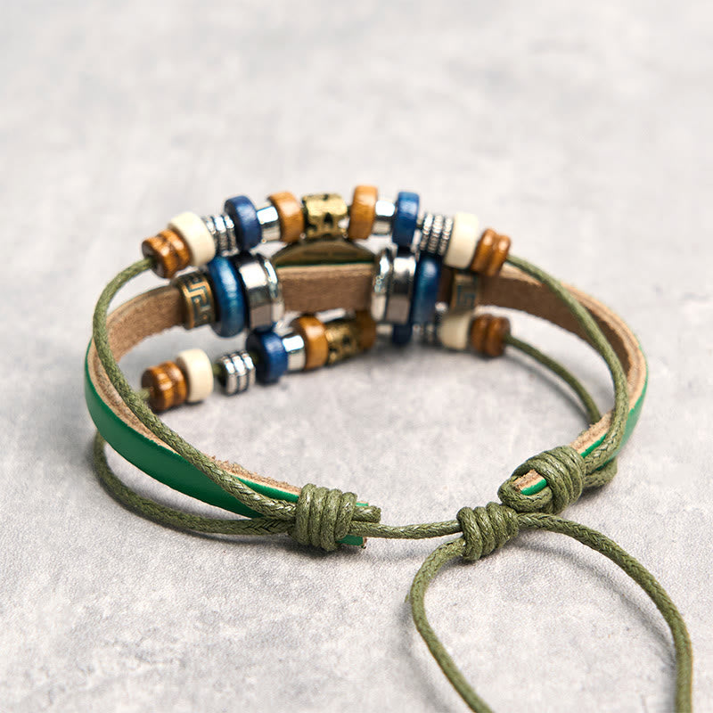 Tibetan Evil Eye Leather Adjustable Protection Bracelet - Image 18