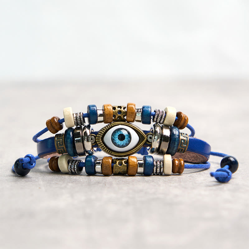 Tibetan Evil Eye Leather Adjustable Protection Bracelet - Image 21