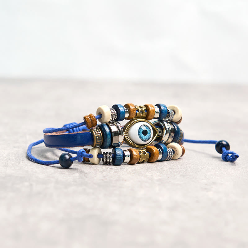 Tibetan Evil Eye Leather Adjustable Protection Bracelet - Image 22