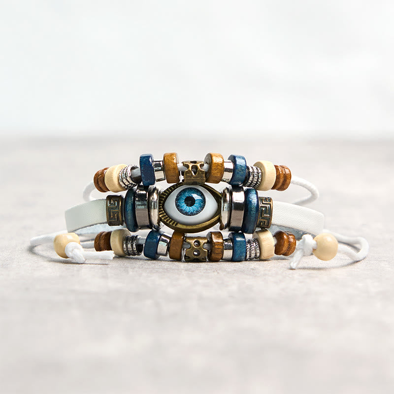Tibetan Evil Eye Leather Adjustable Protection Bracelet - Image 25