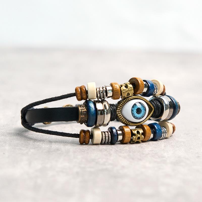 Tibetan Evil Eye Leather Adjustable Protection Bracelet - Image 31
