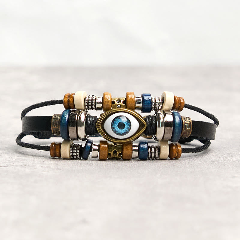 Tibetan Evil Eye Leather Adjustable Protection Bracelet - Image 30