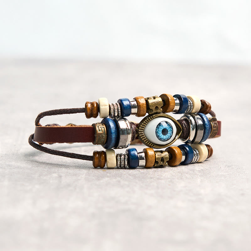 Tibetan Evil Eye Leather Adjustable Protection Bracelet - Image 36