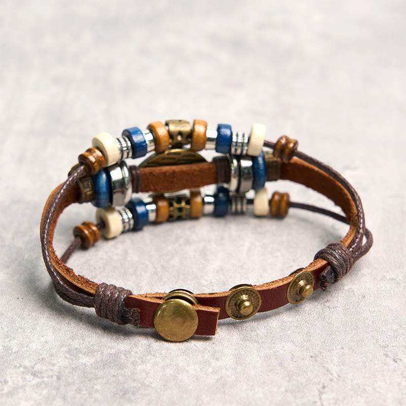 Tibetan Evil Eye Leather Adjustable Protection Bracelet - Image 37
