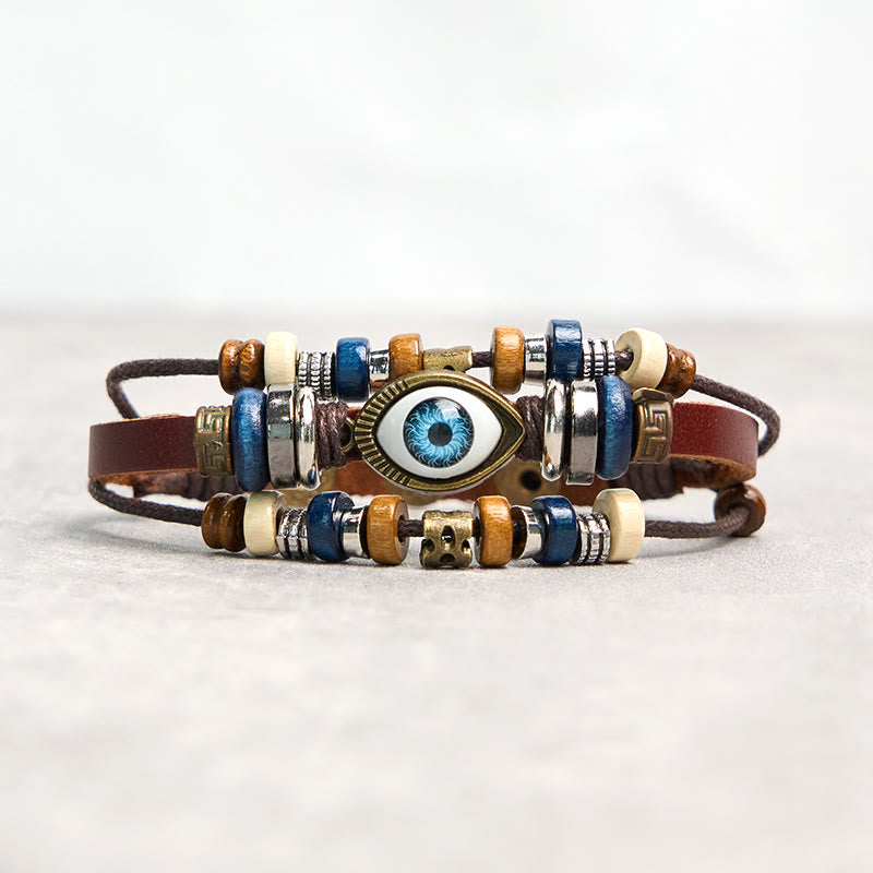 Tibetan Evil Eye Leather Adjustable Protection Bracelet - Image 35