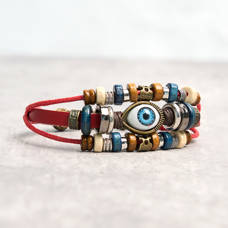 Tibetan Evil Eye Leather Adjustable Protection Bracelet - Image 41
