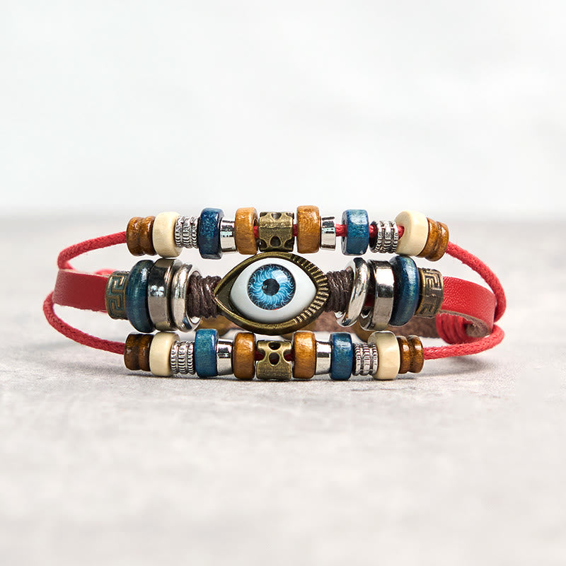 Tibetan Evil Eye Leather Adjustable Protection Bracelet - Image 39