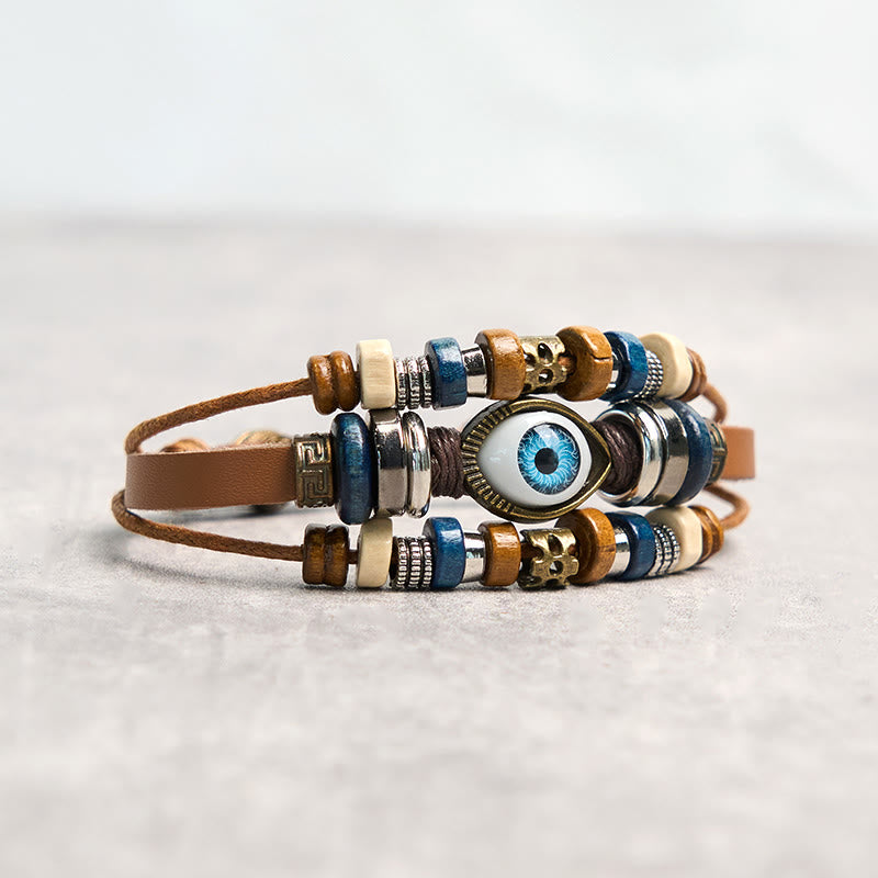 Tibetan Evil Eye Leather Adjustable Protection Bracelet - Image 44