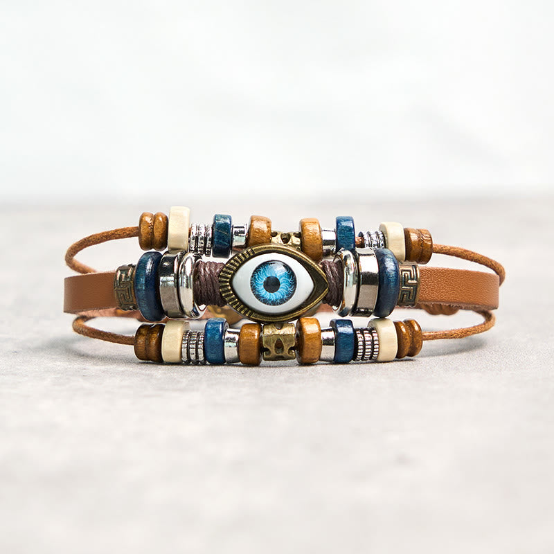 Tibetan Evil Eye Leather Adjustable Protection Bracelet - Image 43