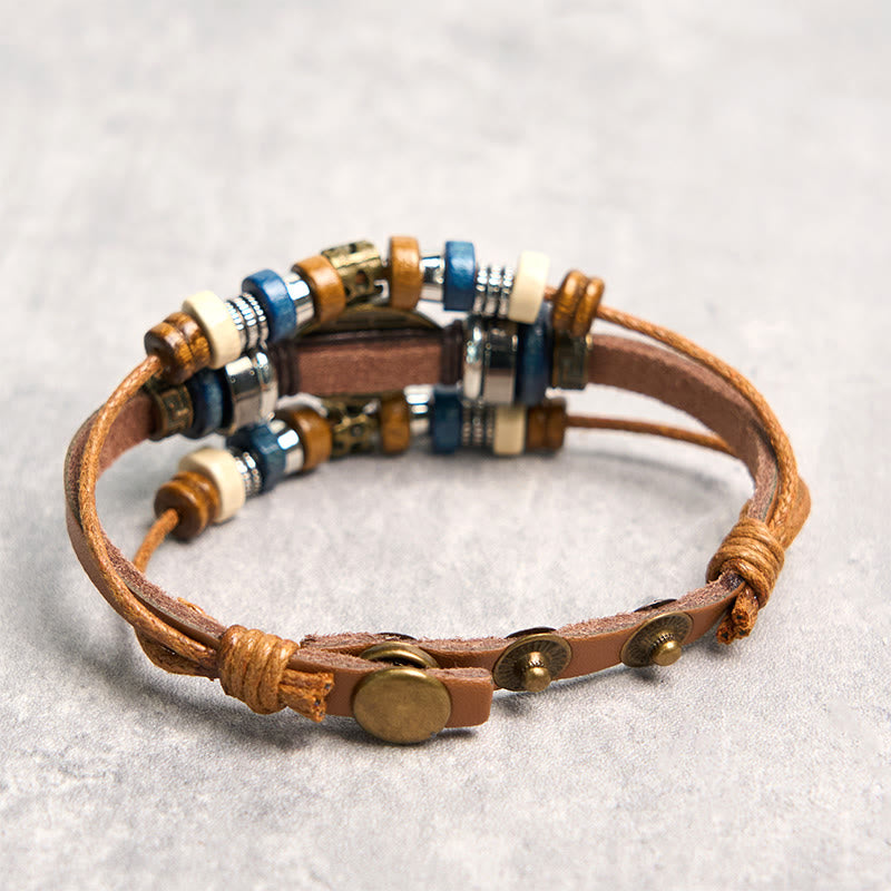 Tibetan Evil Eye Leather Adjustable Protection Bracelet - Image 45