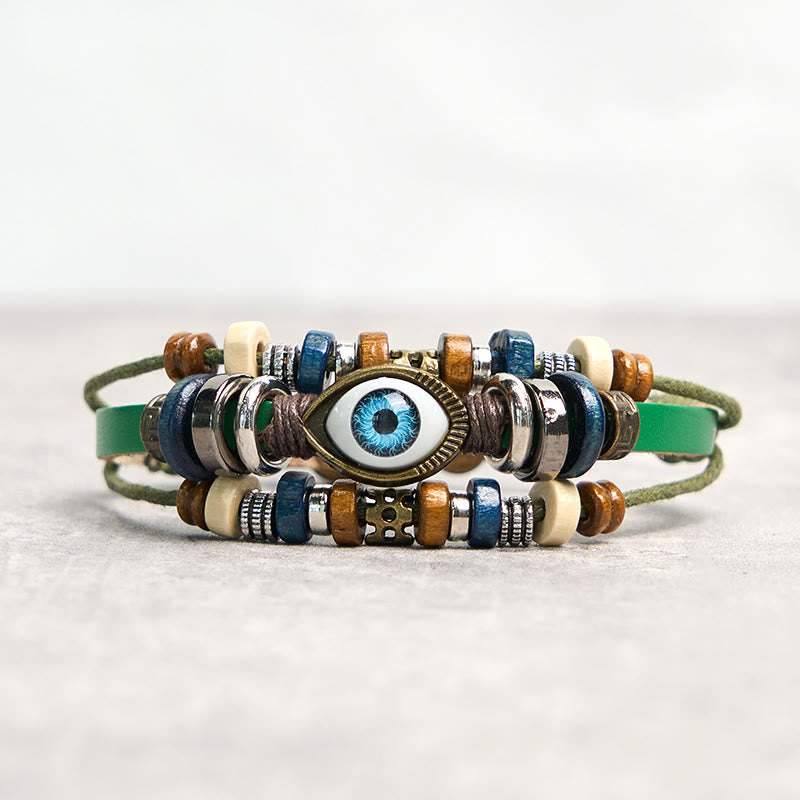 Tibetan Evil Eye Leather Adjustable Protection Bracelet - Image 47