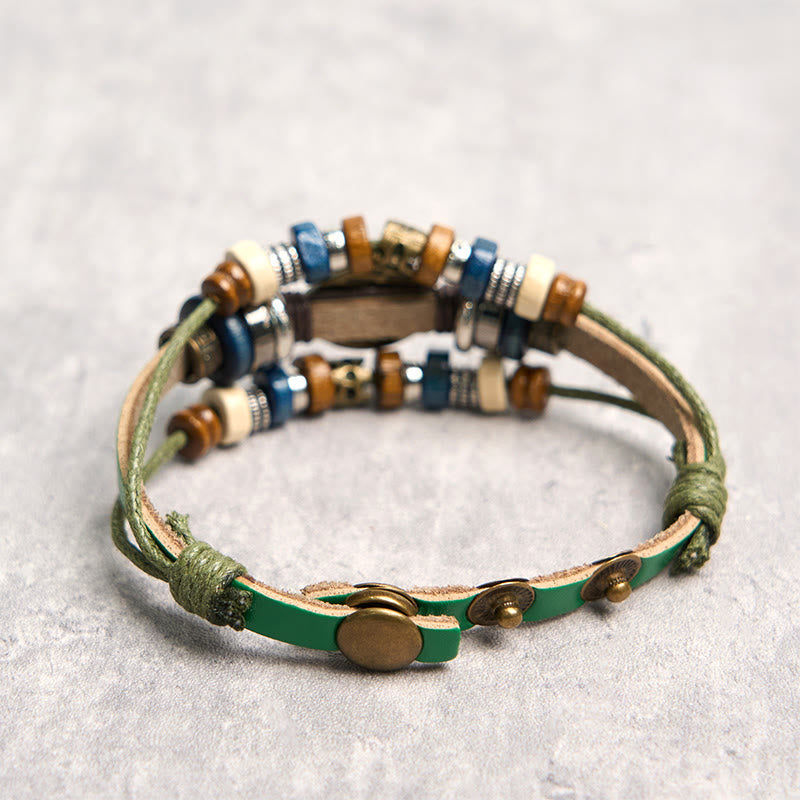 Tibetan Evil Eye Leather Adjustable Protection Bracelet - Image 49