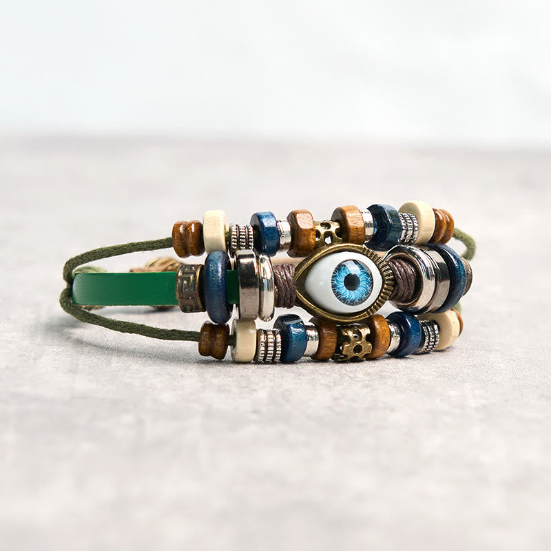 Tibetan Evil Eye Leather Adjustable Protection Bracelet - Image 48