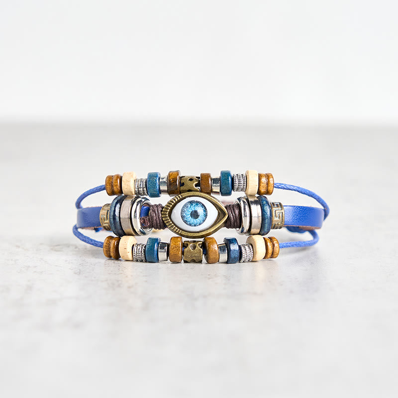 Tibetan Evil Eye Leather Adjustable Protection Bracelet - Image 51