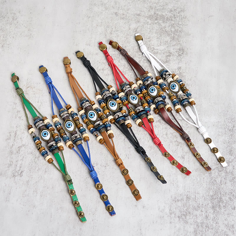 Tibetan Evil Eye Leather Adjustable Protection Bracelet - Image 59