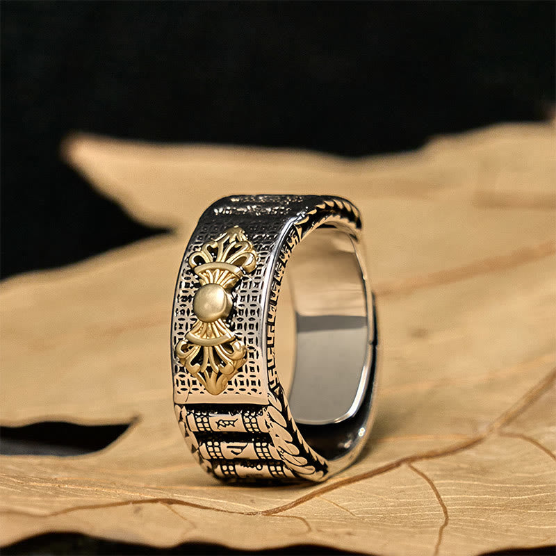 Vintage Prayer Wheel Om Mani Padme Hum Copper Adjustable Wealth Ring