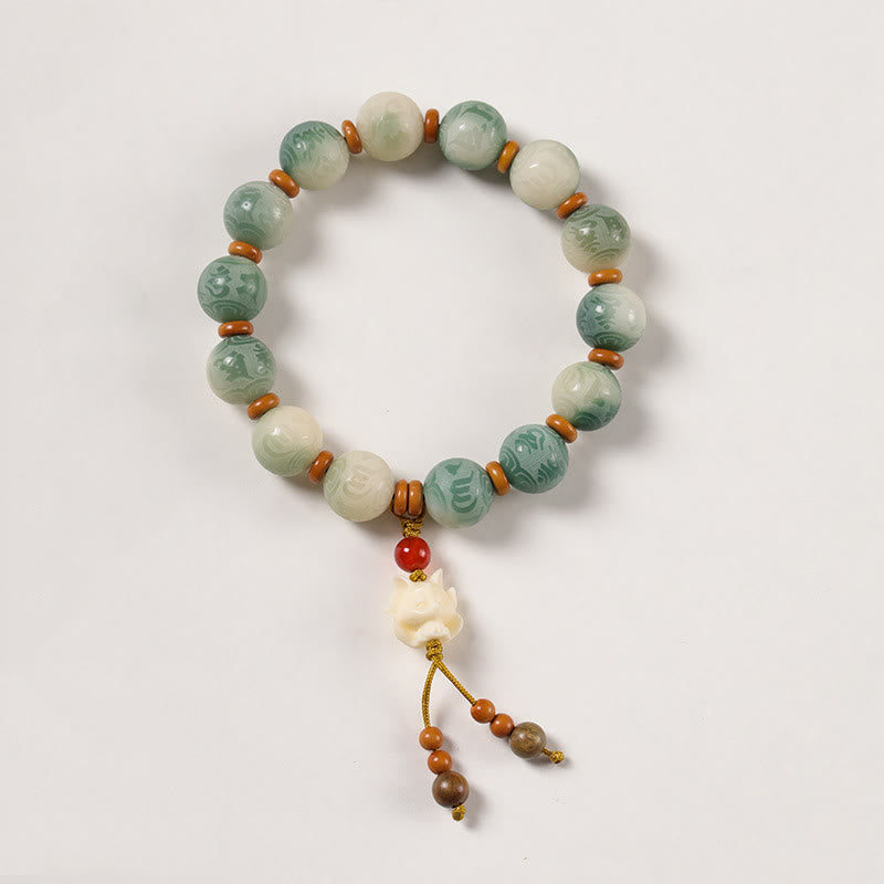 Gradient Bodhi Seed Om Mani Padme Hum Carved Zakiram Peace Bracelet - Image 10