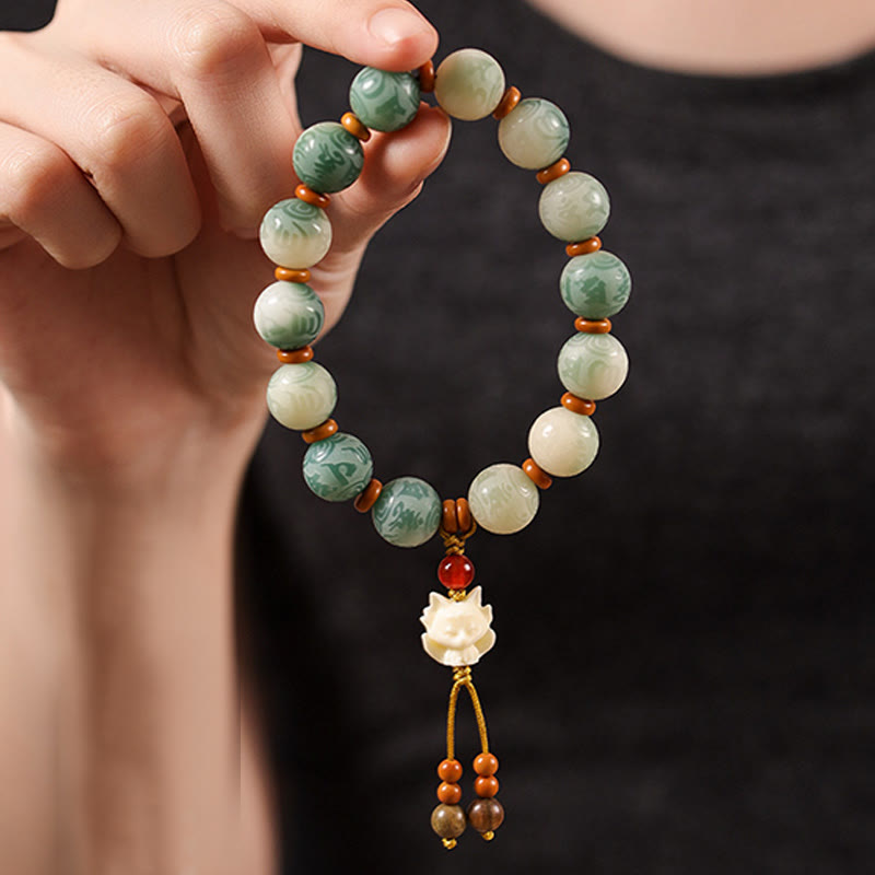 Gradient Bodhi Seed Om Mani Padme Hum Carved Zakiram Peace Bracelet - Image 13