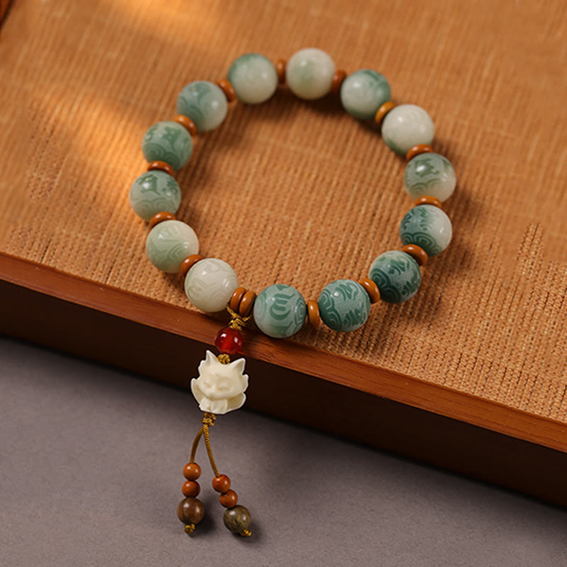 Gradient Bodhi Seed Om Mani Padme Hum Carved Zakiram Peace Bracelet - Image 11