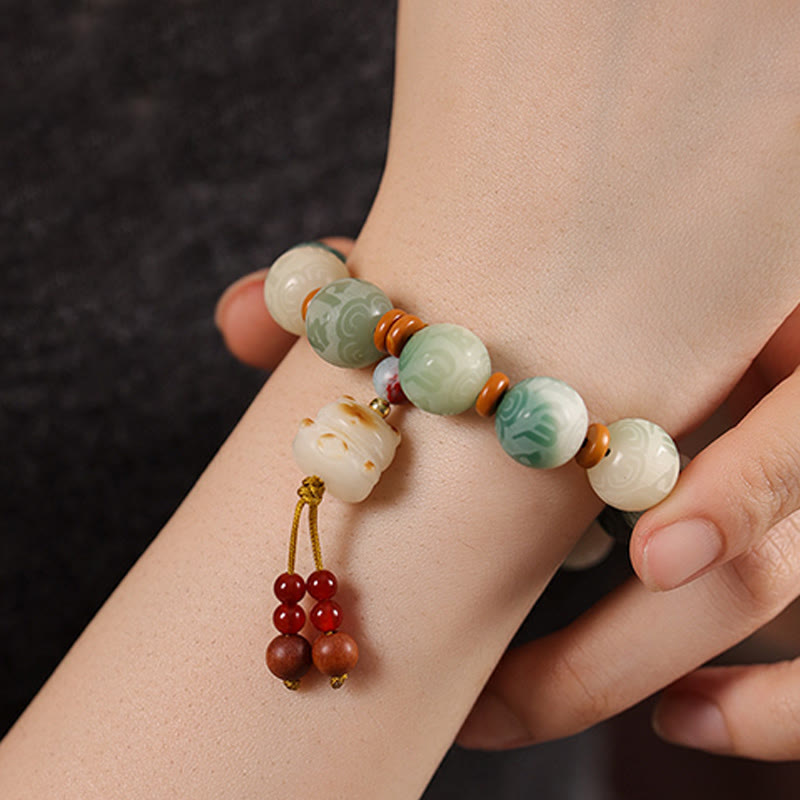 Gradient Bodhi Seed Om Mani Padme Hum Carved Zakiram Peace Bracelet - Image 8