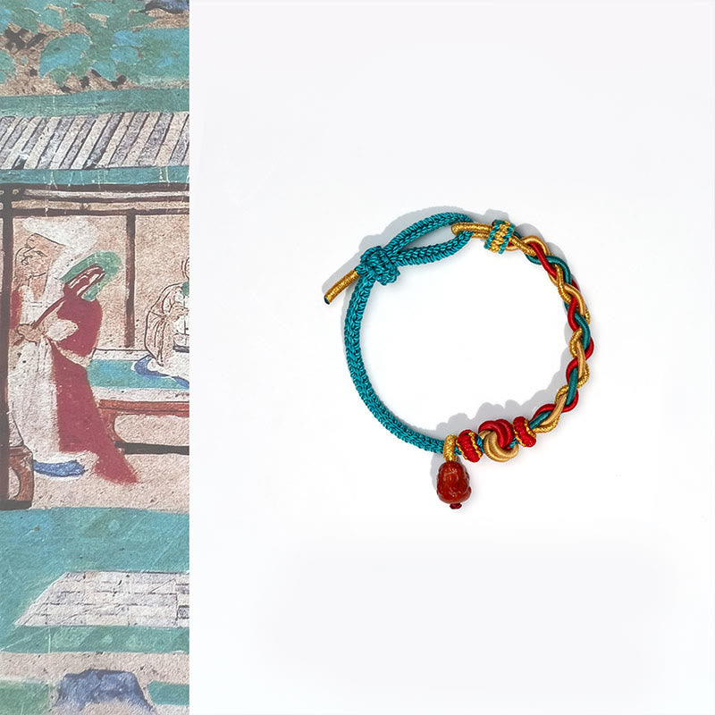 Natural Red Agate Pixiu Confidence Four-strand Braid Rope Bracelet