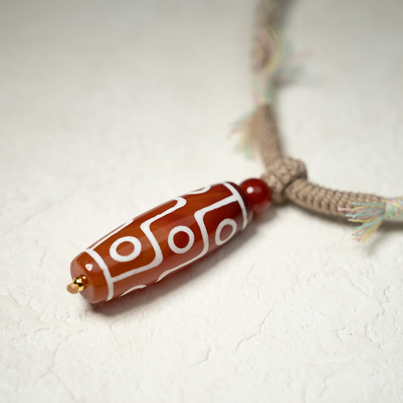 Natural Red Agate Nine-eye Dzi Bead Power Rope Bracelet - Image 4