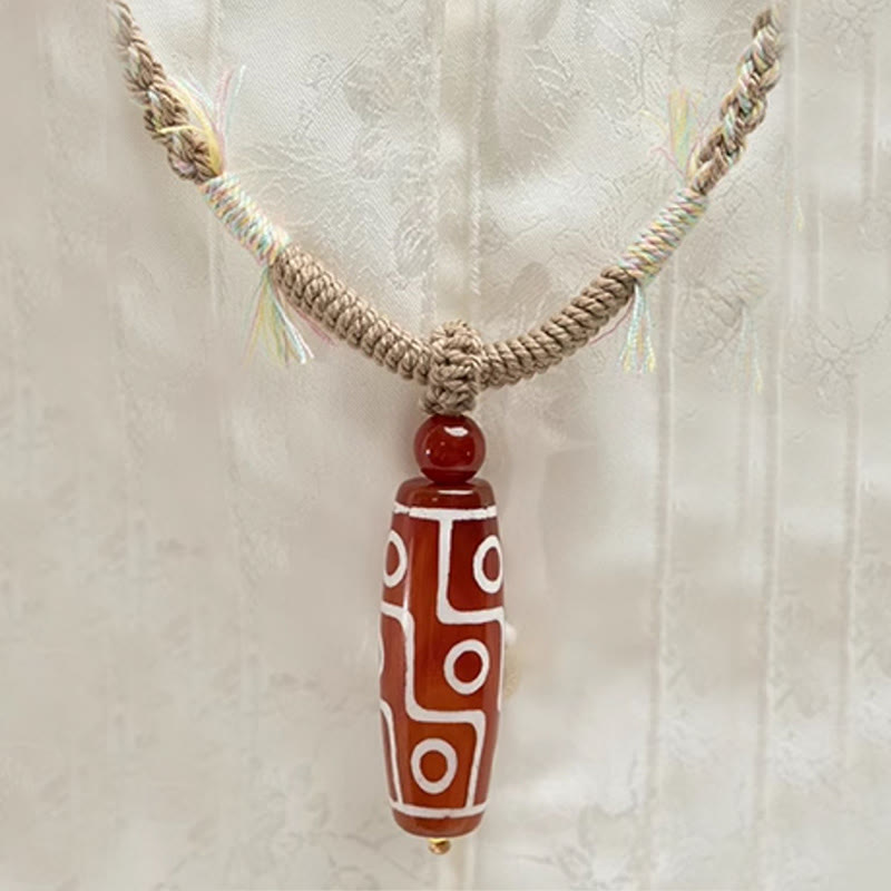 Natural Red Agate Nine-eye Dzi Bead Power Rope Bracelet - Image 3