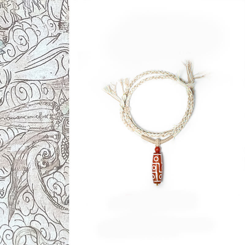 Natural Red Agate Nine-eye Dzi Bead Power Rope Bracelet