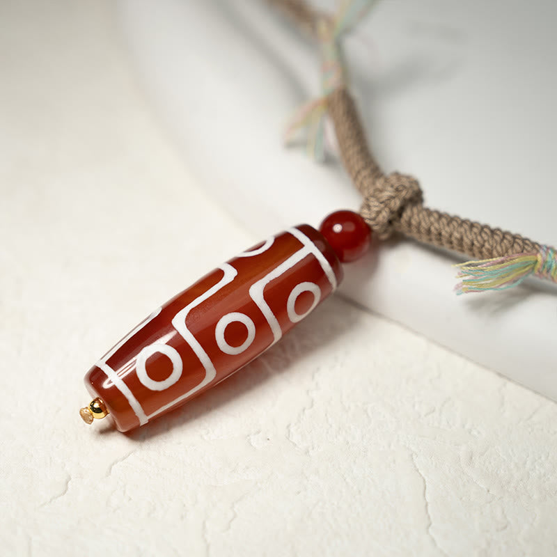 Natural Red Agate Nine-eye Dzi Bead Power Rope Bracelet - Image 9