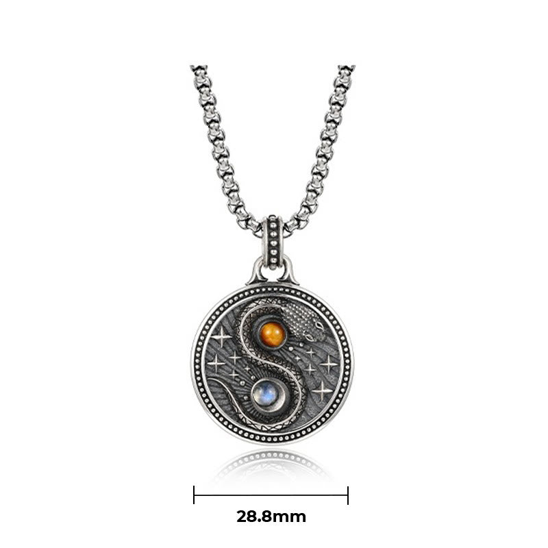 Snake Yin Yang Symbol Copper Wealth Necklace Pendant - Image 8