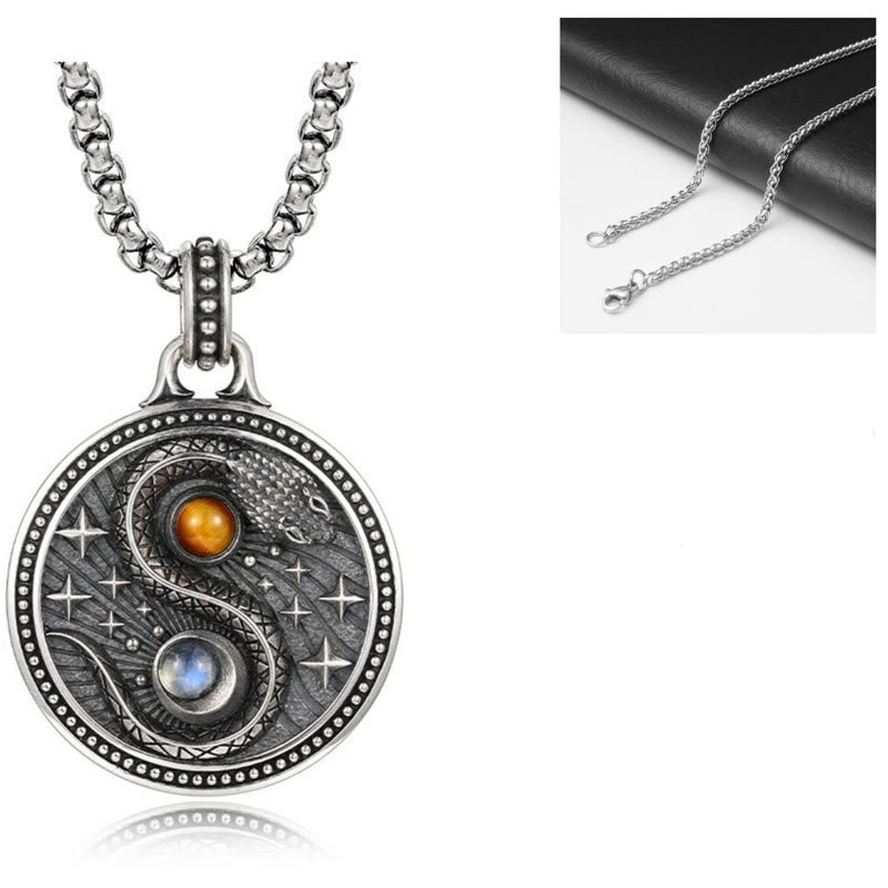 Snake Yin Yang Symbol Copper Wealth Necklace Pendant - Image 9