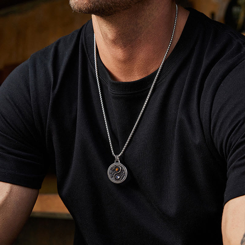 Snake Yin Yang Symbol Copper Wealth Necklace Pendant - Image 11