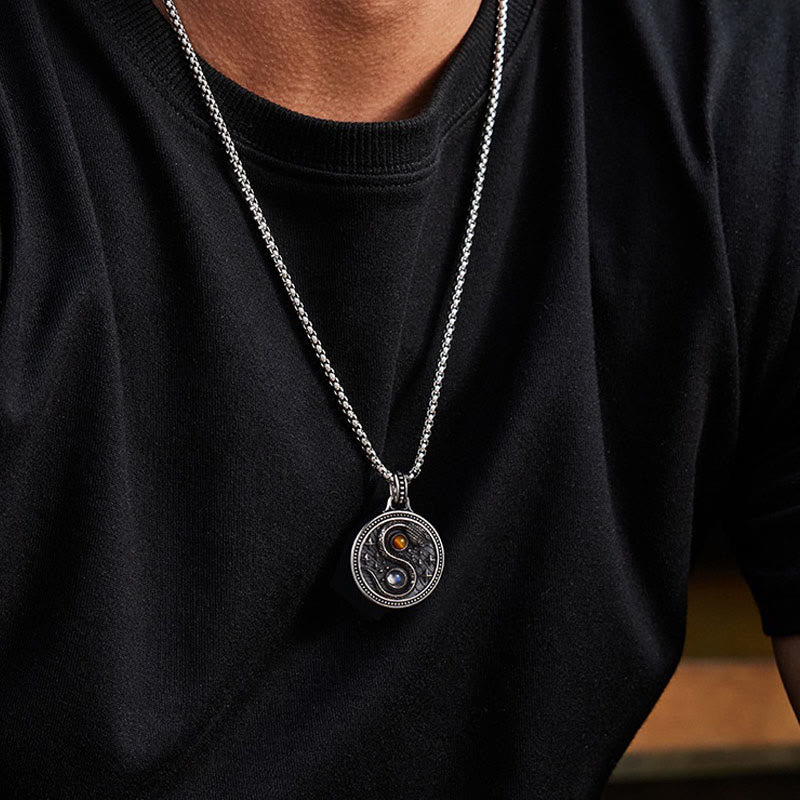 Snake Yin Yang Symbol Copper Wealth Necklace Pendant - Image 13