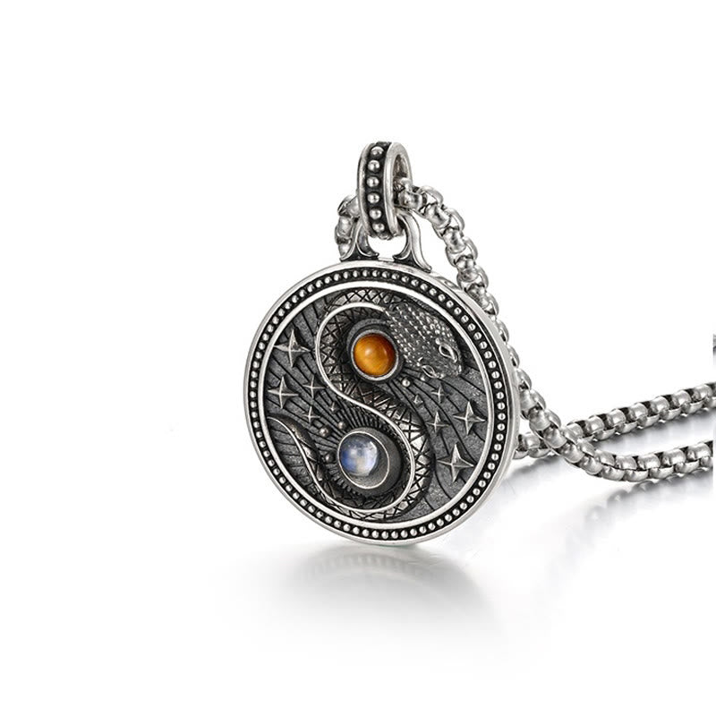 Snake Yin Yang Symbol Copper Wealth Necklace Pendant - Image 4