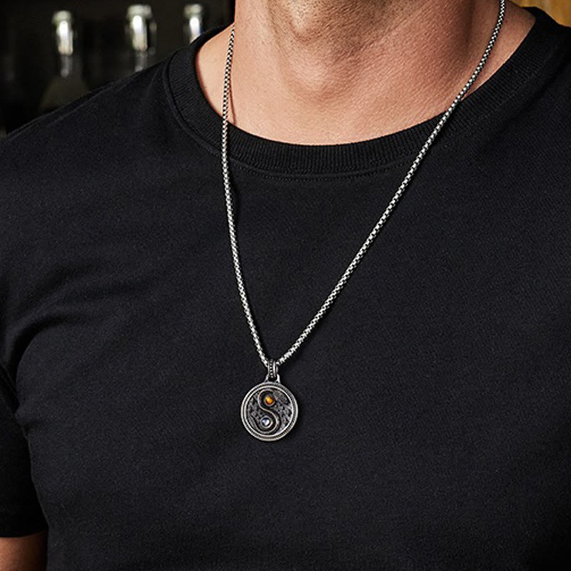 Snake Yin Yang Symbol Copper Wealth Necklace Pendant - Image 12