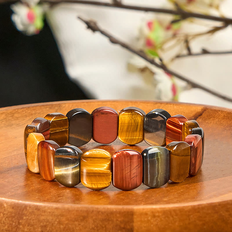 Natural Colored Tiger Eye Oval Beads Strength Bracelet