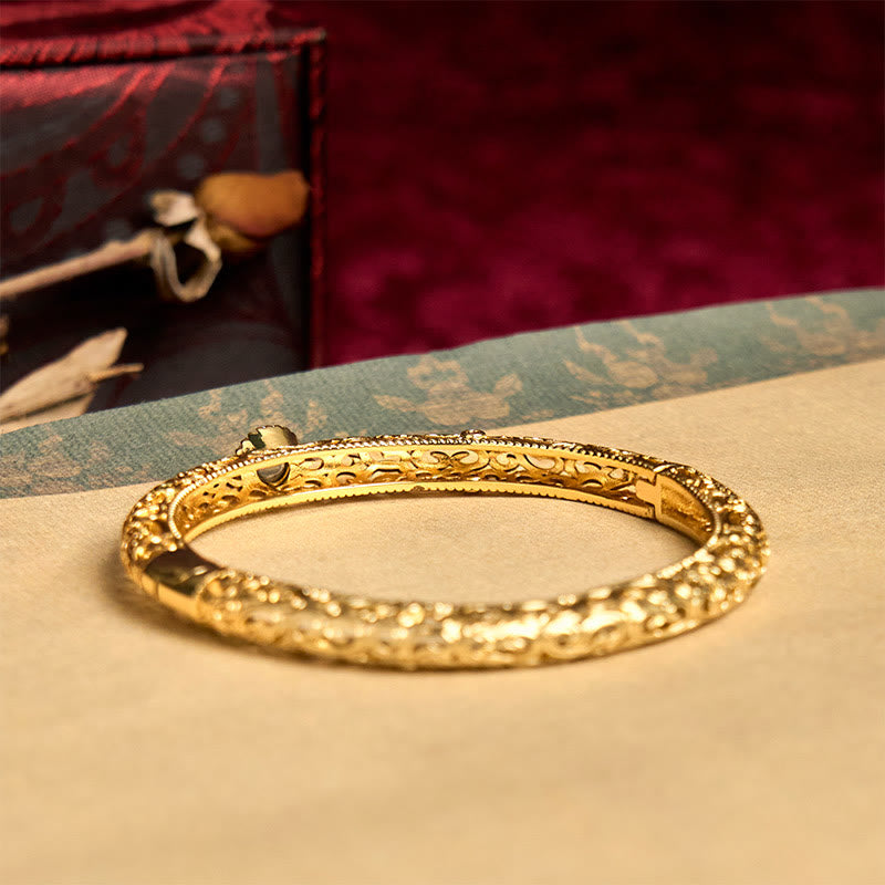 Cloud Pattern Jade Copper Luck Bracelet Bangle 2.36 IN (60 MM) - Image 4