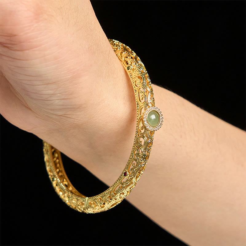 Cloud Pattern Jade Copper Luck Bracelet Bangle 2.36 IN (60 MM) - Image 14
