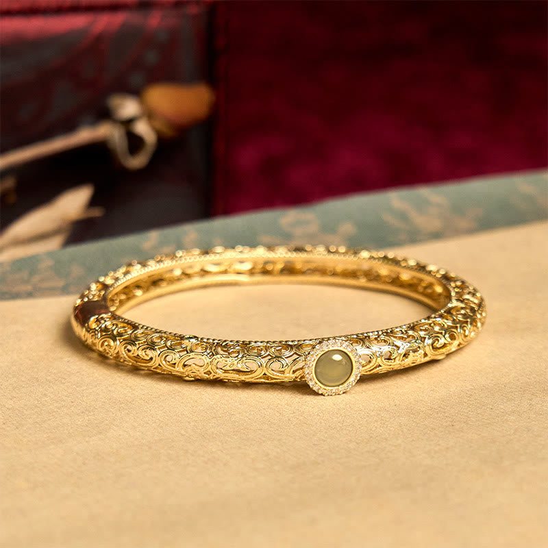 Cloud Pattern Jade Copper Luck Bracelet Bangle 2.36 IN (60 MM) - Image 3
