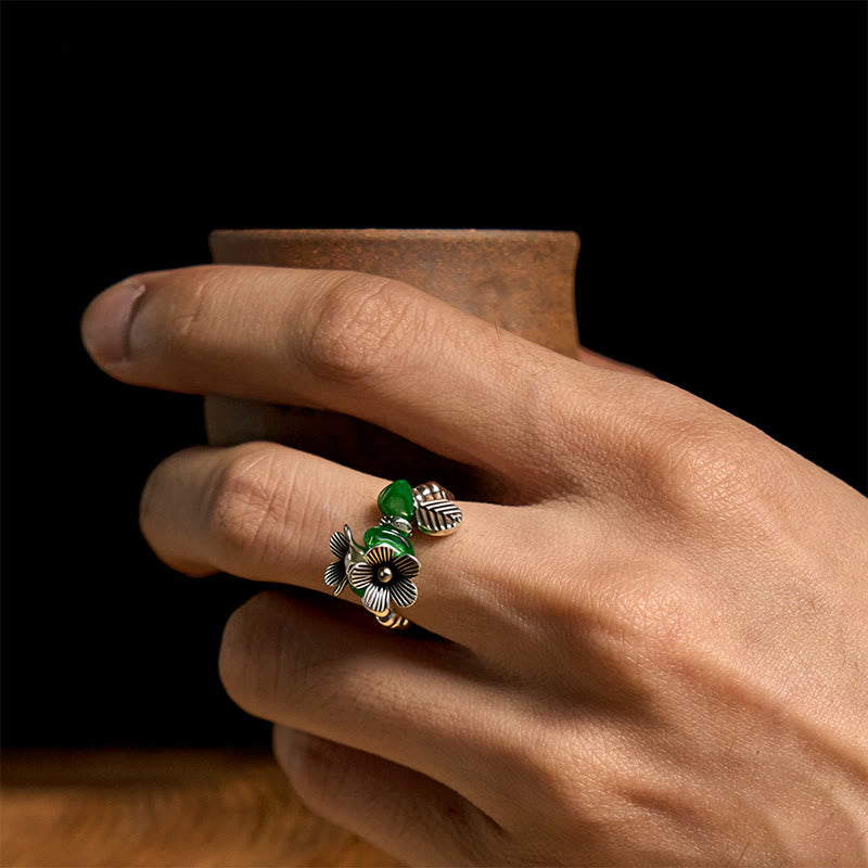 Flower Pattern Copper Alloy Luck Elastic Rope Ring - Image 11