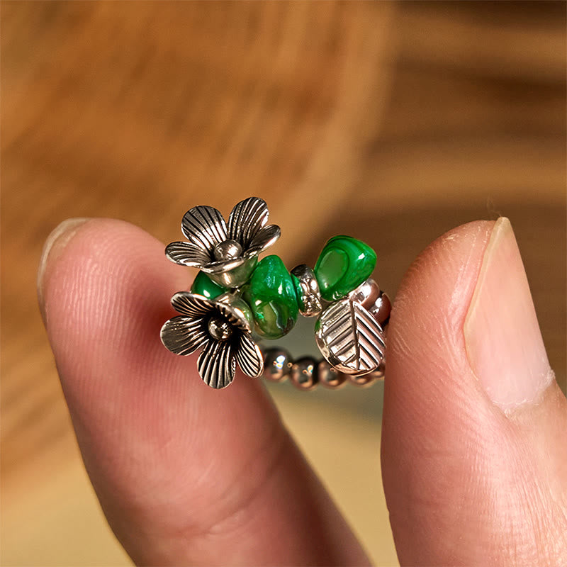 Flower Pattern Copper Alloy Luck Elastic Rope Ring - Image 8