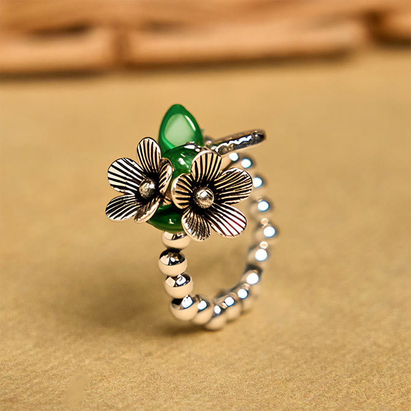 Flower Pattern Copper Alloy Luck Elastic Rope Ring