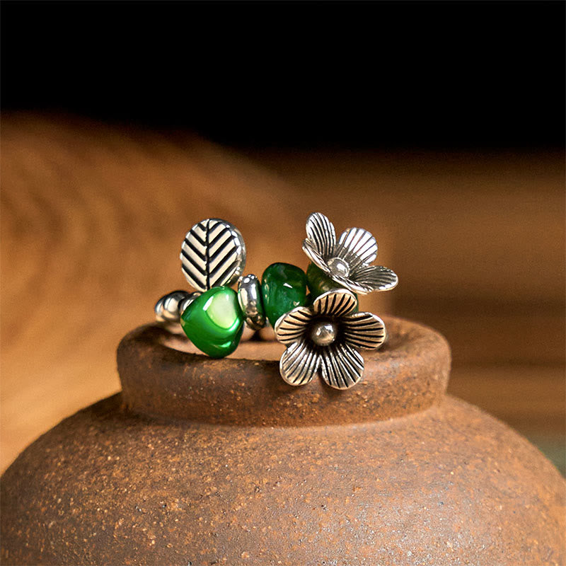 Flower Pattern Copper Alloy Luck Elastic Rope Ring - Image 4