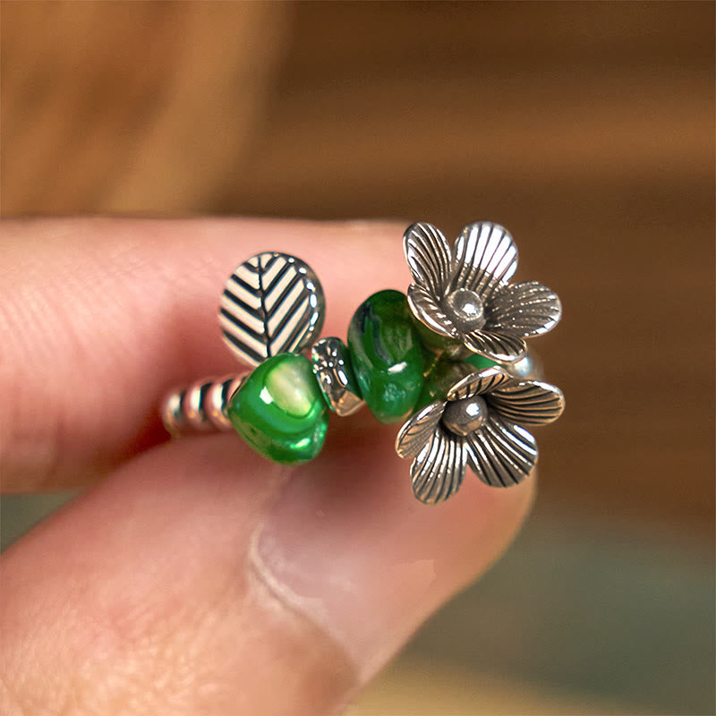 Flower Pattern Copper Alloy Luck Elastic Rope Ring - Image 9