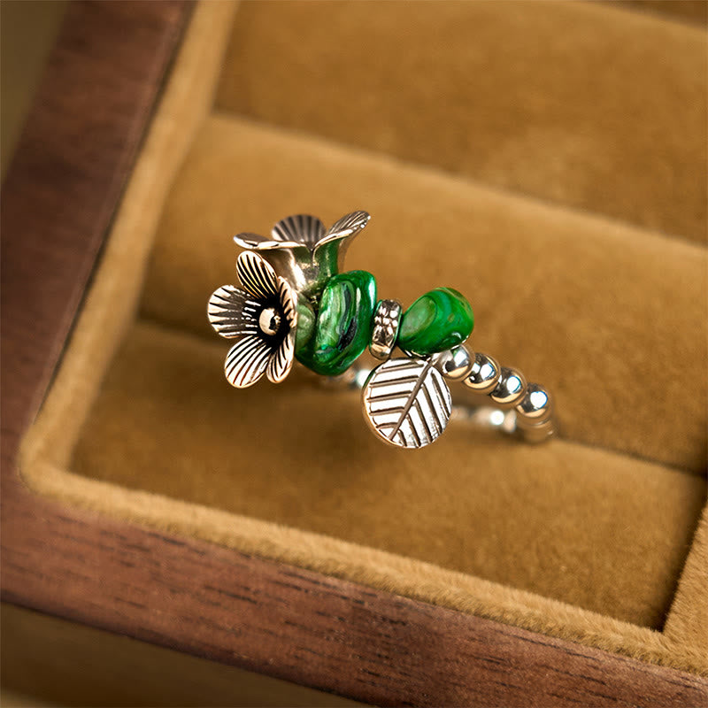 Flower Pattern Copper Alloy Luck Elastic Rope Ring - Image 3